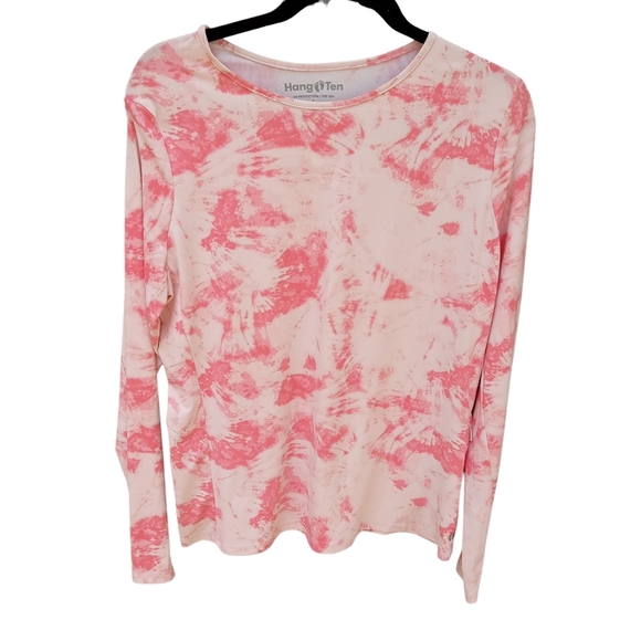 Hang Ten Other - Hang Ten UV Protection Long Sleeve Swim Top Tie Dye Pink UPF50 Large Rash Guard